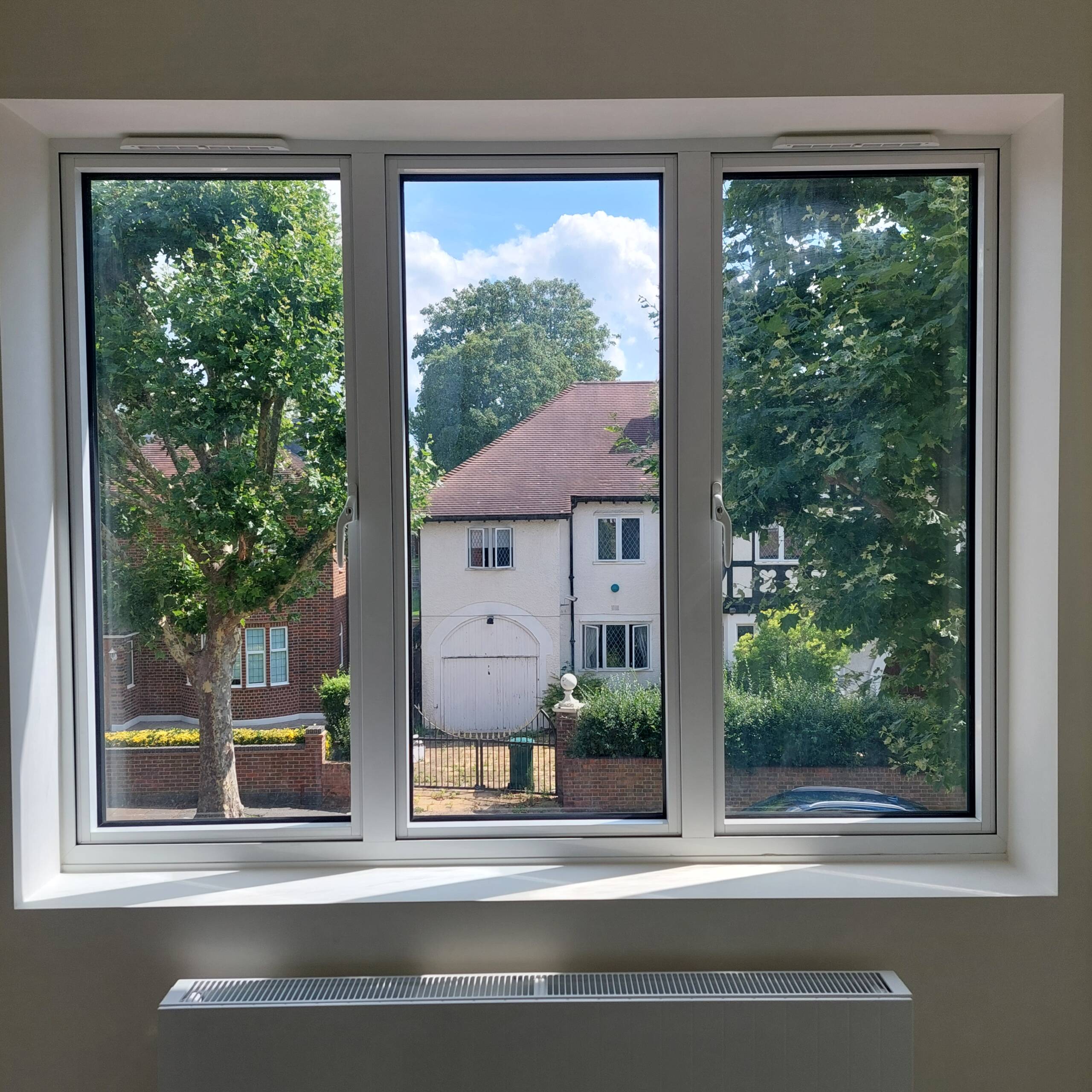 white aluminium casement windows