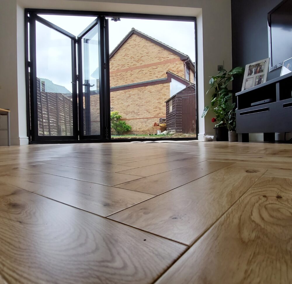 black aluminium bifold door