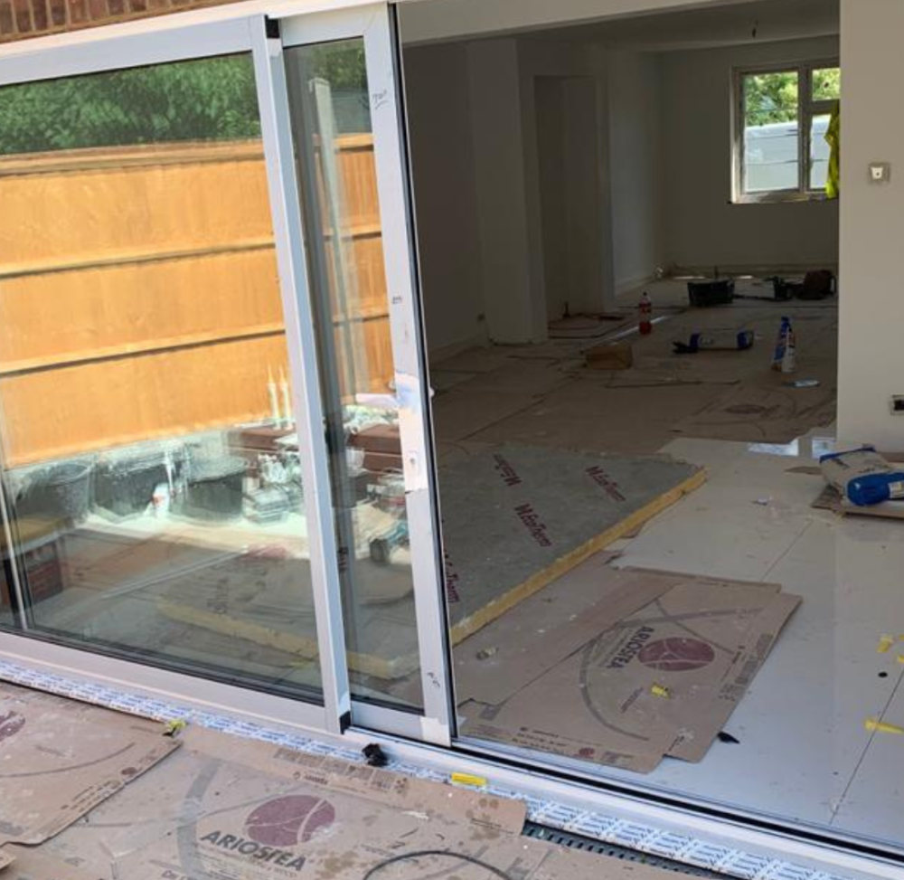 white sliding door